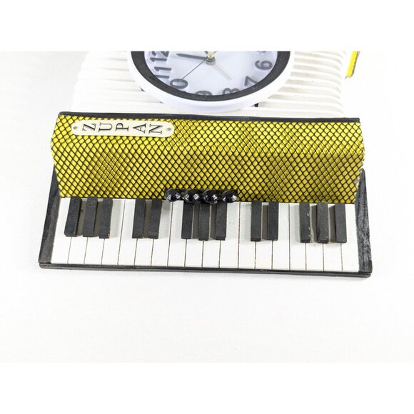 Vintage wooden Accordion Clock, Zupan custom Black and Yellow hand made wall - Picture 10 of 10